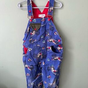 Gymboree Blue Overalls with Bicycle Design